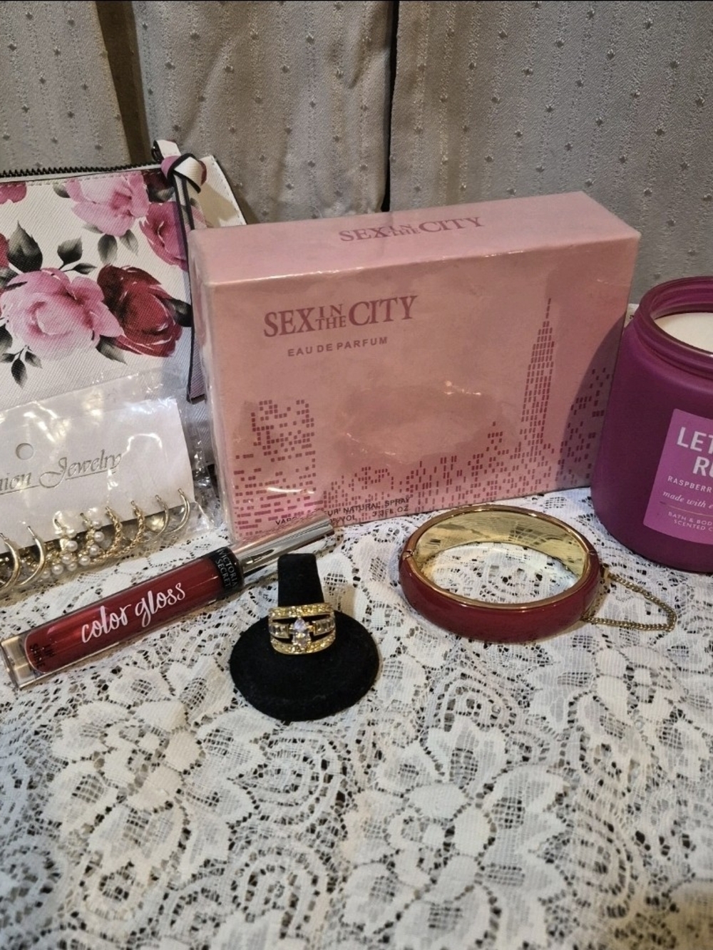 Mega Pink Coquette Pamper Bundle Gift Set Sex In The City VS BBW Jewelry Lot